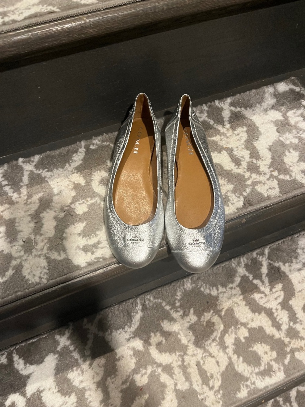 Coach silver ballet flats